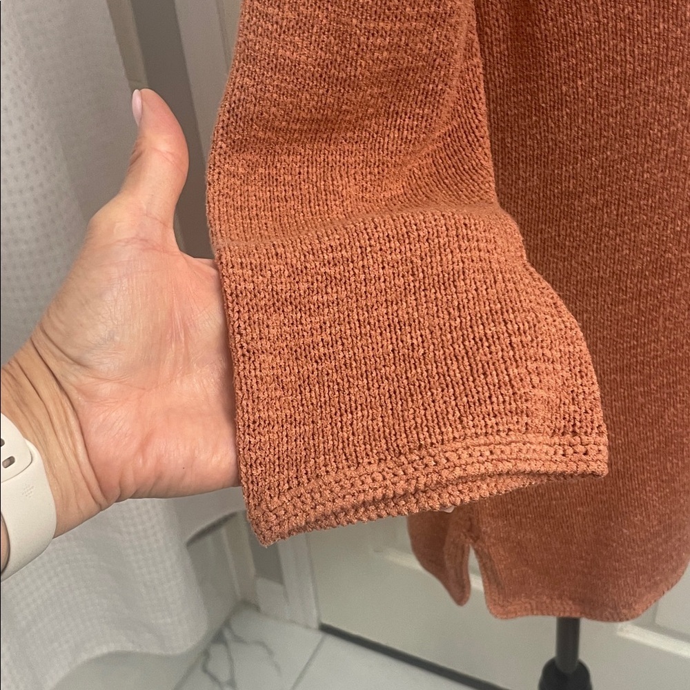 Jana V-Neck Sweater in Rust Orange 3/4 Sleeves V Neck With Beads Sz XL - Picture 4 of 13